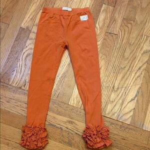 Orange Ruffled Kids Leggings size 8